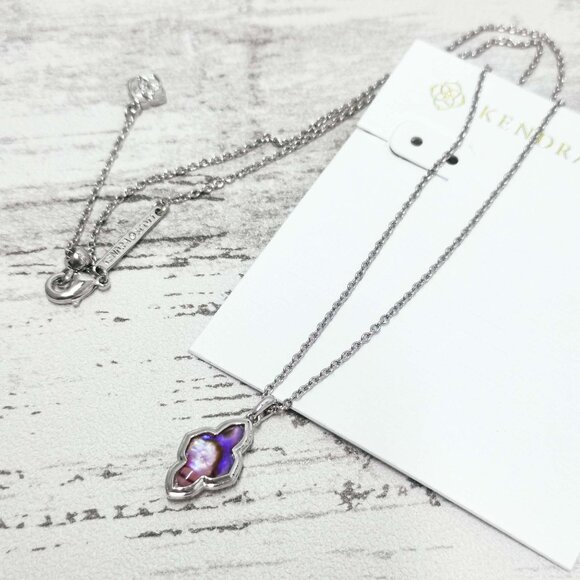 Kendra Scott Silver Light Burgundy Short Necklace - Framed Abbie - Picture 4 of 4